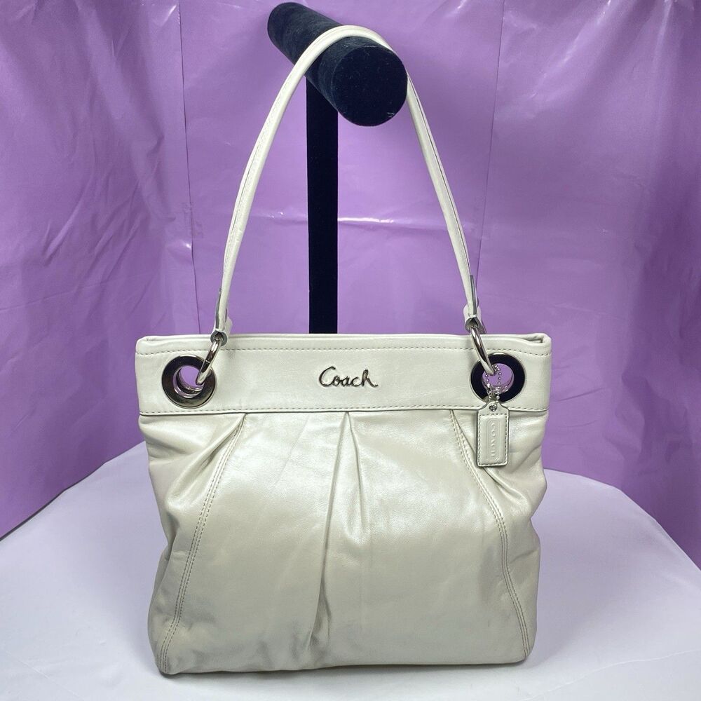 Coach Y2K Ashley Hippie Pearl White Metallic Leather Shoulder Bag F17605